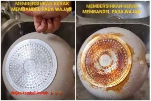 Trik simpel bersihkan dan hilangkan kerak gosong di pantat wajan tanpa digosok pasta gigi