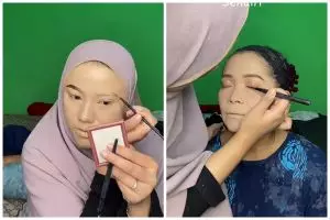 Banjir pujian, pengantin ini makeup diri sendiri dan keluarganya sekaligus di hari pernikahannya