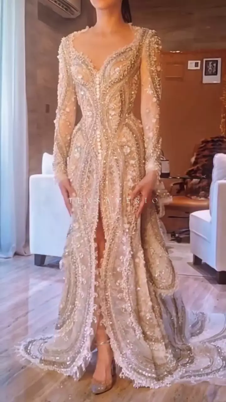 Gaun pengantin Alyssa Daguise dirancang Tex Saverio © 2025 TikTok