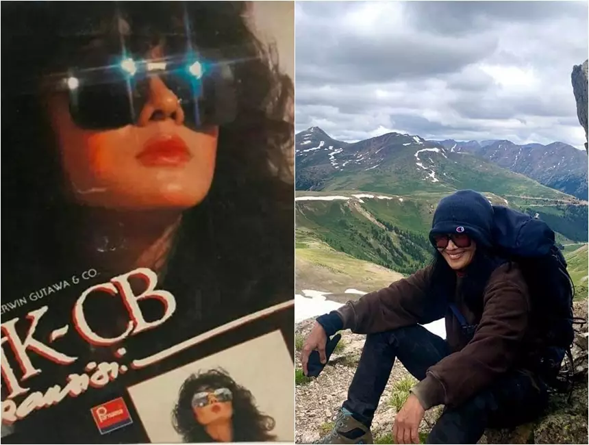 Atiek CB dulu saat jadi model sampul kaset dan kini © 2022 Instagram 