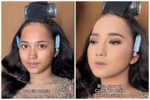 MUA ini bagikan kunci makeup glowing dalam 20 detik cuma pakai 2 produk, before-afternya auto pangling