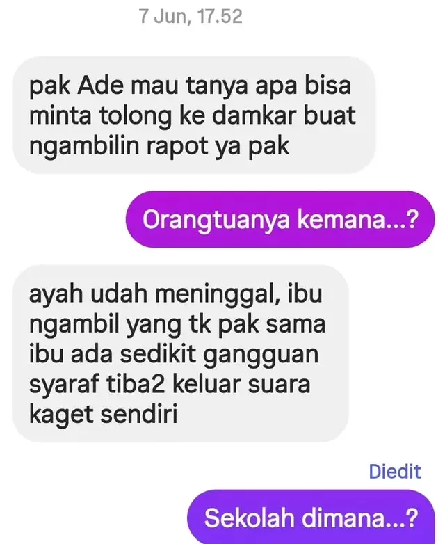 bocah DM ke damkar minta tolong ambilkan raport © Instagram bocah DM ke damkar minta tolong ambilkan raport © Instagram