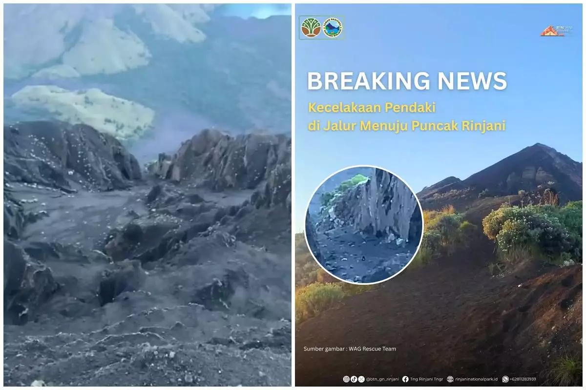 Kronologi turis Brasil jatuh ke bawah tebing Gunung Rinjani, sorotan lampu senter jadi penyelamat
