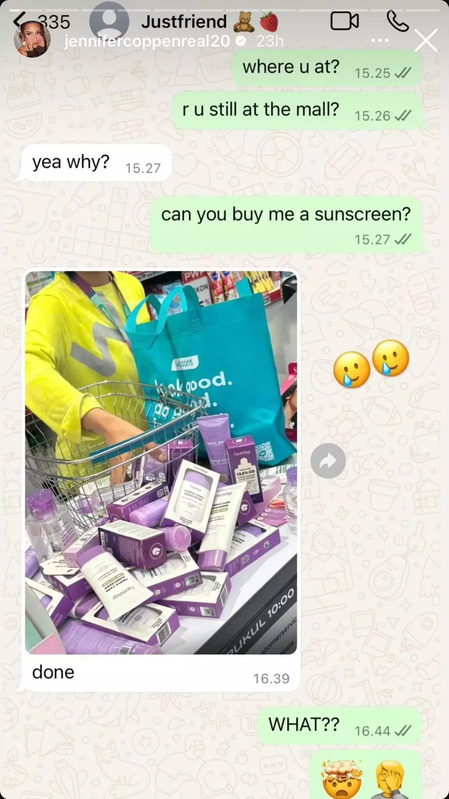 Nama kontak Justin Hubner di Jennifer Coppen © 2025 Instagram