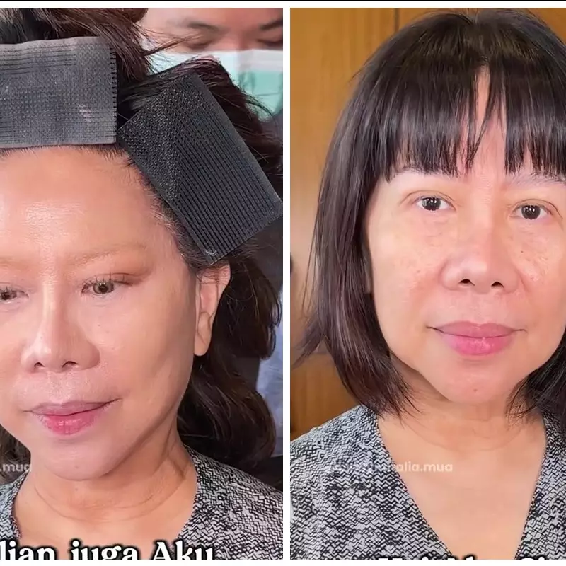 Transformasi makeup ibu-ibu ini bikin pangling bak 20 tahun lebih muda usai dirias ala facelift