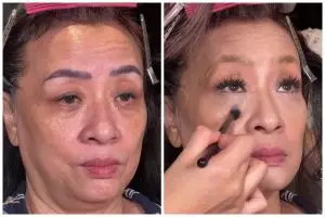 Dahi penuh kerutan, transformasi wanita paruh baya dirias ala ruby red ini tampak fresh bak beda orang