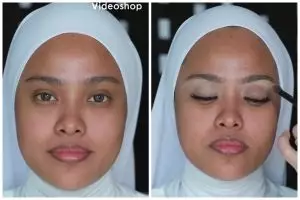 Transformasi cewek tan skin pakai glamor makeup ini tampak mewah meski complexion nggak tone-up