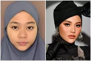 Wajahnya bak kakak dan adik, transformasi wanita makeup ala Aurel Hermansyah ini hasilnya mirip pol