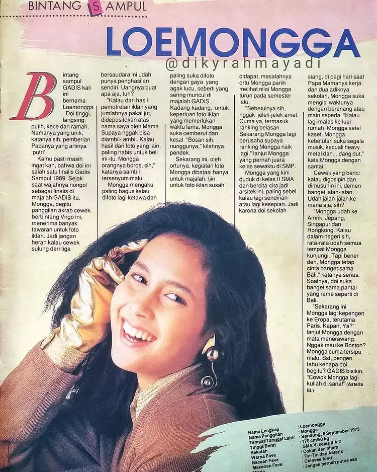 Potret lawas Loemongga Haoemasan Gadis Sampul © 2025 Instagram