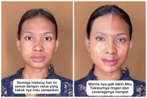 Bold makeup bikin tampilannya glamor, transformasi cewek sawo matang dirias ini bikin lupa wajah asli