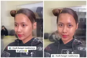 Sanggul depan bikin salfok, transformasi model ini langsung jadi sorotan usai dirias glam makeup