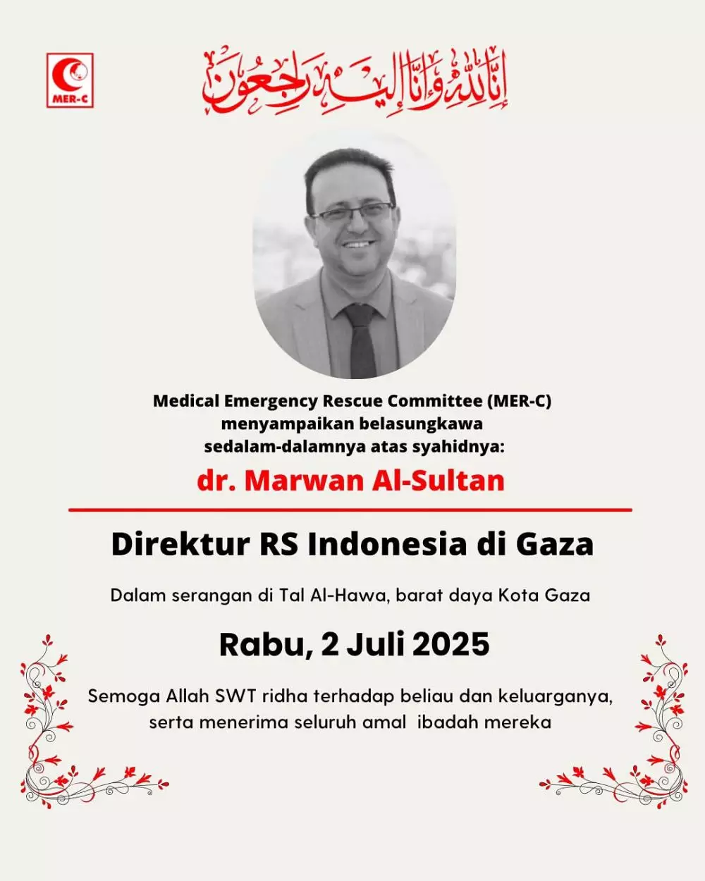 Direktur RS Indonesia di Gaza meninggal © 2025 brilio.net