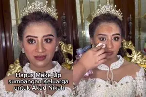 Tak puas hasil makeup dari MUA pilihan keluarga, pengantin ini rela dirias ulang hingga bikin pangling