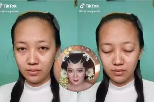 Transformasi pengantin adat Jawa Dodotan dimakeup MUA dengan look Korea, hasilnya manglingi bak barbie