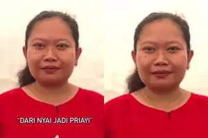 Awalnya tampak bulat, bentuk wajah wanita ini berubah usai dirias MUA, transformasinya nggak nyangka