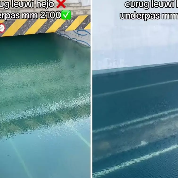 Underpass di Bekasi tergenang air hujan, 7 potret kondisinya kini jadi kolam renang dadakan