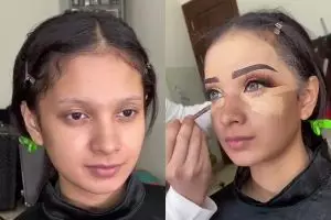 Pakai 2 gaya makeup berbeda, transformasi wanita dengan mata panda ini auto bikin lupa wajah asli