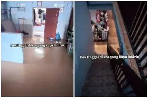 Wanita ini spill penampakan kosnya yang punya banyak tangga, 9 potretnya bak labirin bikin pusing