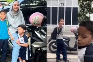 Sibuknya Zaskia Adya Mecca urus 5 anak berangkat sekolah hari pertama, antar anak kayak konvoi motor