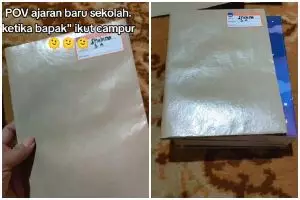 Begini jadinya kalau bapak-bapak ikut campur urusan anak sekolah, sampul buku anak dibuat nyeleneh