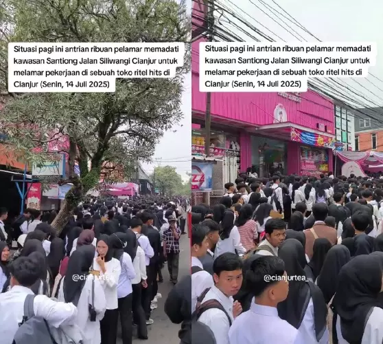 Viral ribuan pencari kerja di Cianjur © TikTok Viral ribuan pencari kerja di Cianjur © TikTok