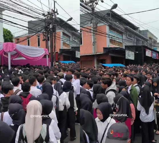Viral ribuan pencari kerja di Cianjur © TikTok Viral ribuan pencari kerja di Cianjur © TikTok