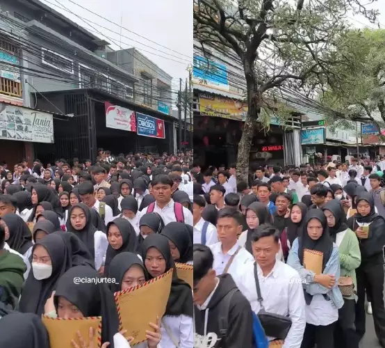 Viral ribuan pencari kerja di Cianjur © TikTok Viral ribuan pencari kerja di Cianjur © TikTok