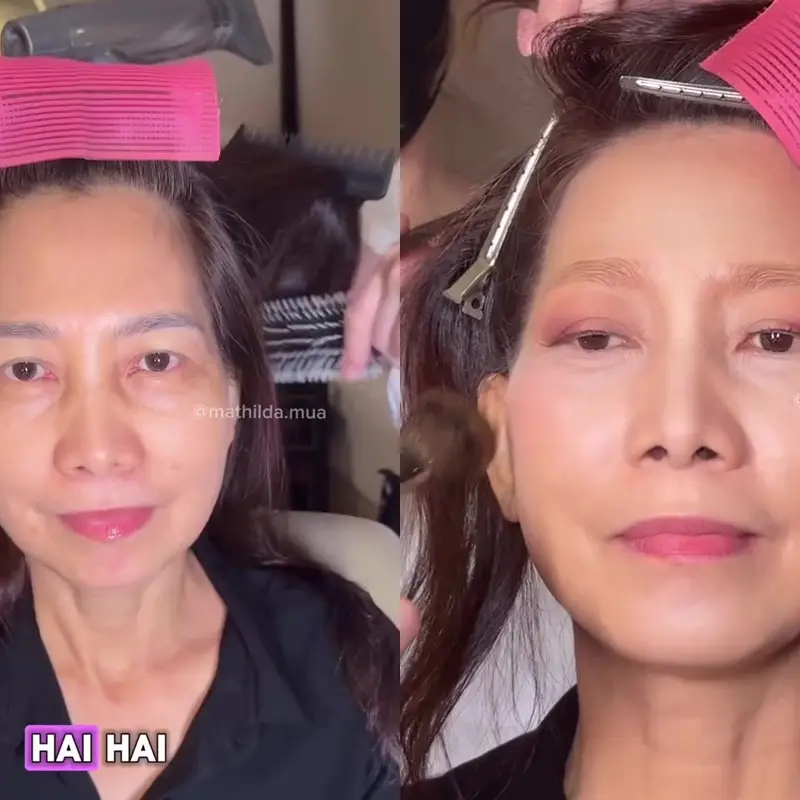 Transformasi ibu pengantin dirias glowing-shimmer makeup ini bikin tampilannya 10 tahun lebih muda