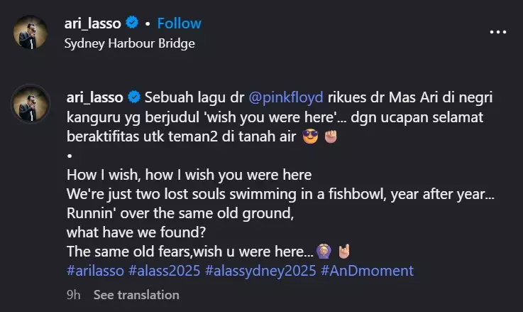 Ari Lasso perdana unggah foto bareng pacar © Instagram Ari Lasso perdana unggah foto bareng pacar © Instagram