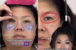 Mata monolid auto lebar, MUA ini sukses bikin tante-tante tampak muda lagi usai dirias pinkish makeup