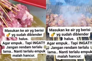 Kamu salah merendam daging dalam parutan nanas, tiru trik pedagang sate ini biar daging nggak hancur