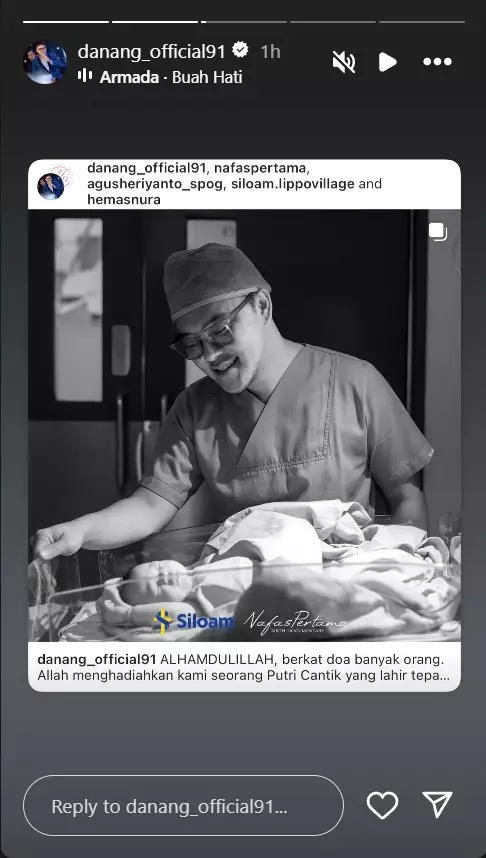 Kelahiran anak pertama Danang DA © 2025 Instagram