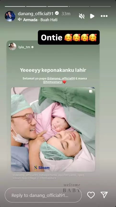 Kelahiran anak pertama Danang DA © 2025 Instagram