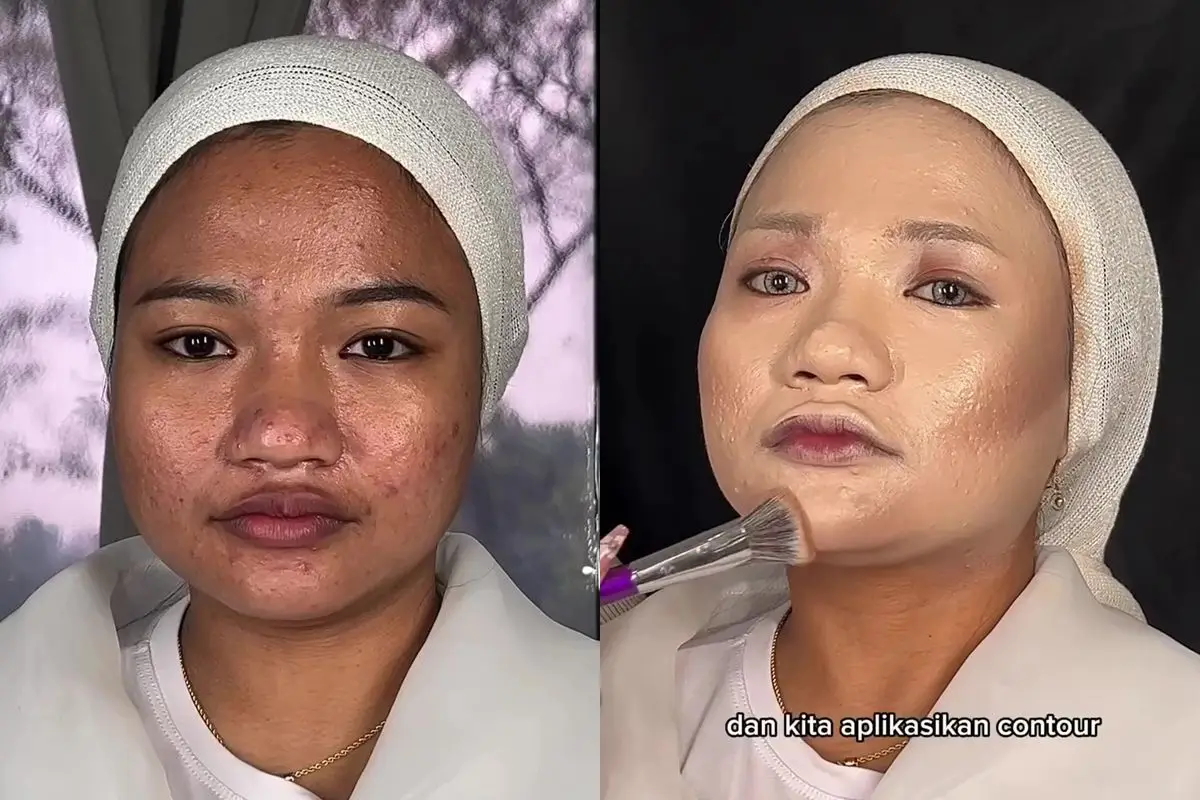 Kurang puas dengan hasil makeup saat pernikahan, transformasi cewek dirias ulang ini bak beda orang