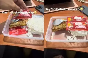 Lagi asyik mau makan, cowok ini bingung kenapa saus di bekalnya ternyata obat batuk