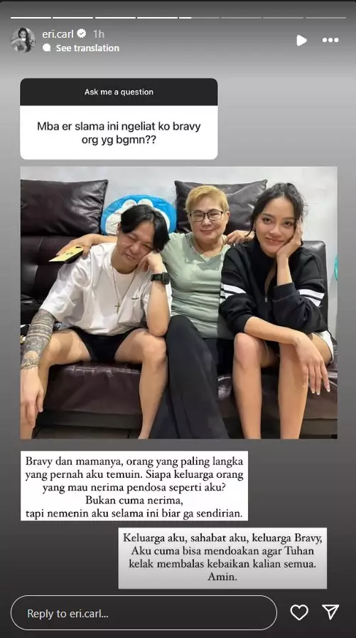 Erika Carlina dapat restu dari ibu DJ Bravy © 2025 Instagram