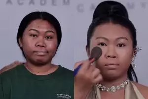 Transformasi cewek berwajah bulat pakai fox eye makeup endingnya bikin nggak nyangka, pangling pol