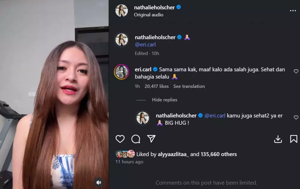 Permintaan maaf terbuka Nathalie Holscher © Instagram
