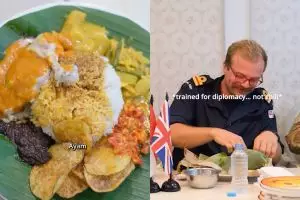 Anggota Angkatan Laut Kerajaan Inggris santap nasi kapau, dari penasaran sampai beri rating tinggi
