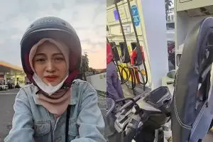 Gegara simbol mirip tisu, wanita ini dibuat malu pas isi bensin di SPBU, auto dilihat pengendara lain