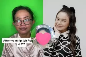 Dirias MUA dengan look flawless, transformasi wanita berkacamata ini endingnya malah mirip Rossa