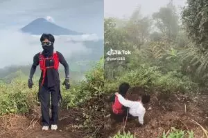Ditonton 107,5 juta kali, momen kocak pendaki gendong temannya turun gunung ini endingnya bikin syok