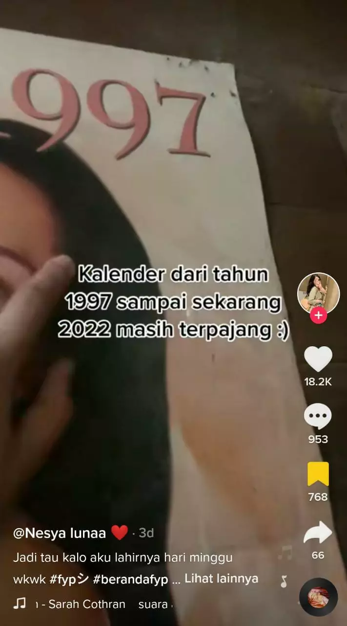 kalender tahun 1997 Tiktok