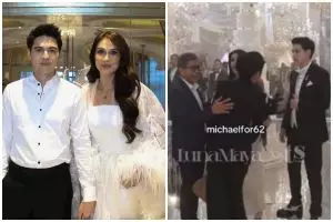 7 Potret Rocky Gerung kondangan di resepsi Luna Maya - Maxime, cewek yang digandengnya bikin penasaran