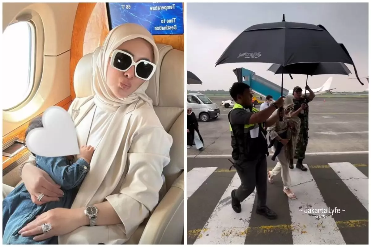 9 Momen Syahrini dan Reino Barack pulang ke Indonesia usai punya anak, naik jet pribadi dan dikawal