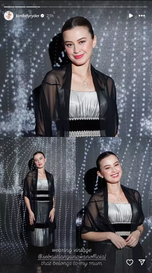 Kimberly Ryder pakai dress vintage punya mama © 2025 Instagram