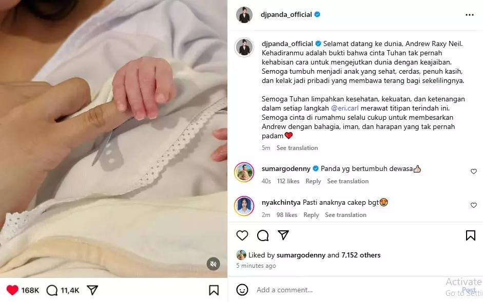 DJ Panda doakan anak dengan Erika Carlina © 2025 brilio.net