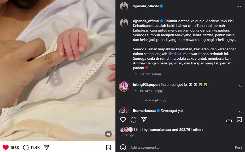 DJ Panda didampingi ayah sengaja jenguk Erika © Instagram