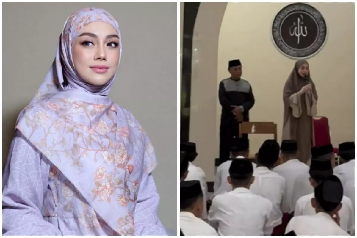 Makin mantap hijrah, 7 potret Celine Evangelista berbagi kisah spiritualnya di depan para santri