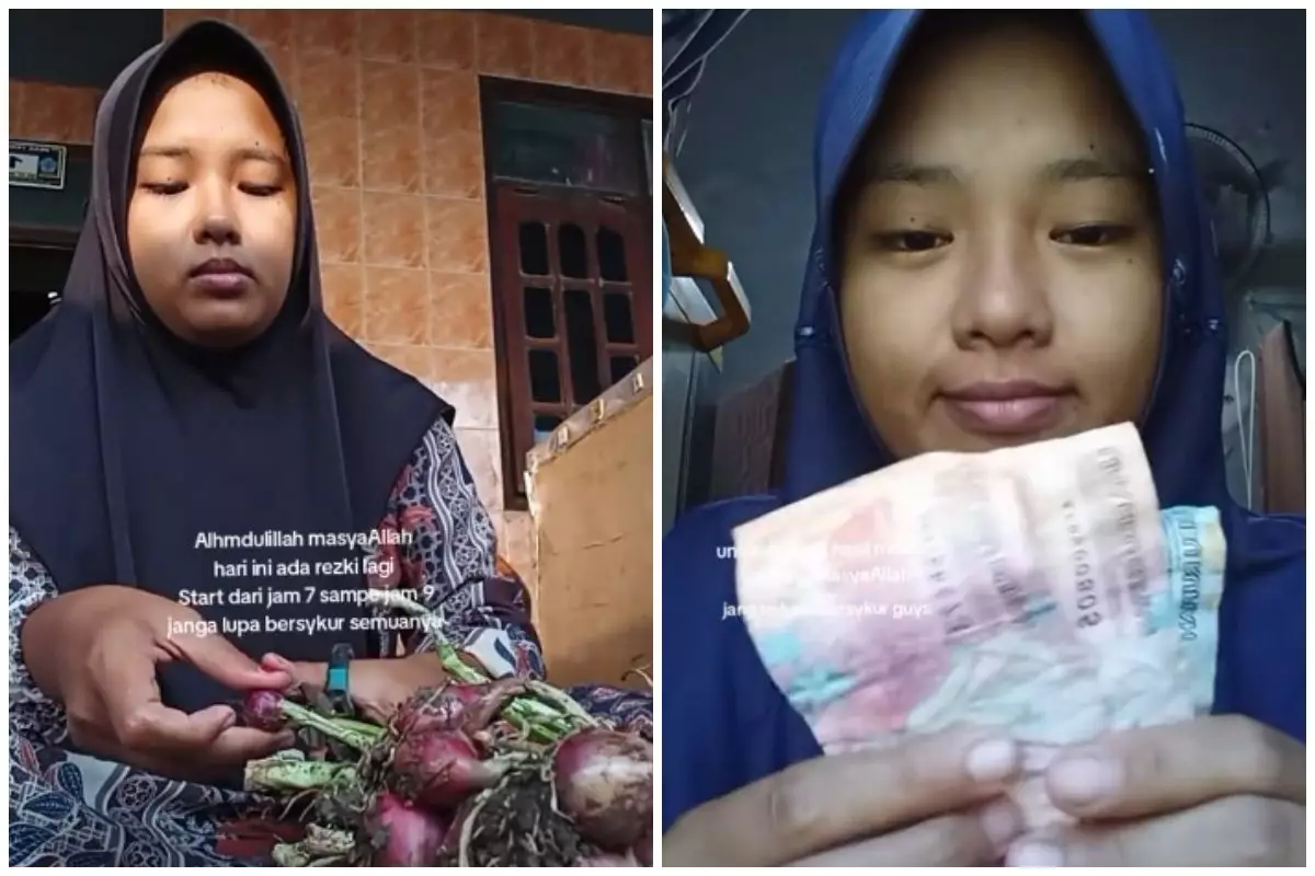 Dapat kerjaan potong bawang merah 16 kg, gadis ini bersyukur meski dibayar cuma Rp12 ribu